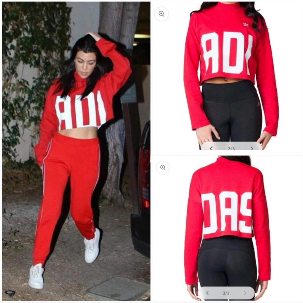 Adidas Originals Womens Bold Aged Cropped Sweatshirt M ASO Kourtney Kardashian